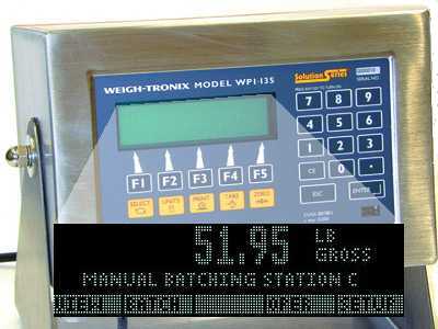Main menu of the WI-130 FABS batching station